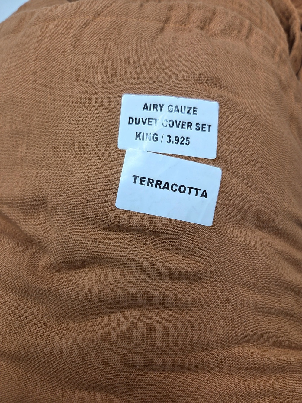 QUINCE Organic Airy Gauze Duvet Cover Set King/Cal King Terracotta 8001 - Picture 7 of 11
